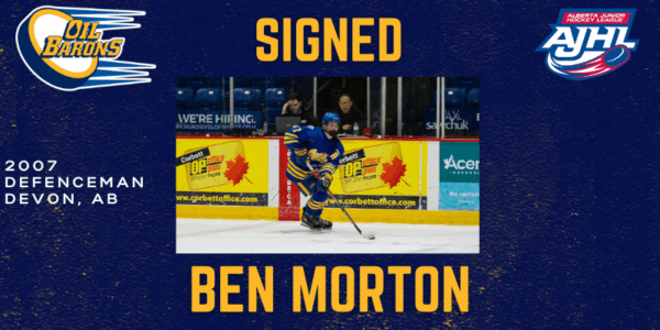 Fort McMurray Oil Barons Sign Defenceman Ben Morton