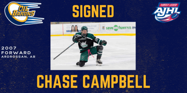 Fort McMurray Oil Barons Sign Forward Chase Campbell